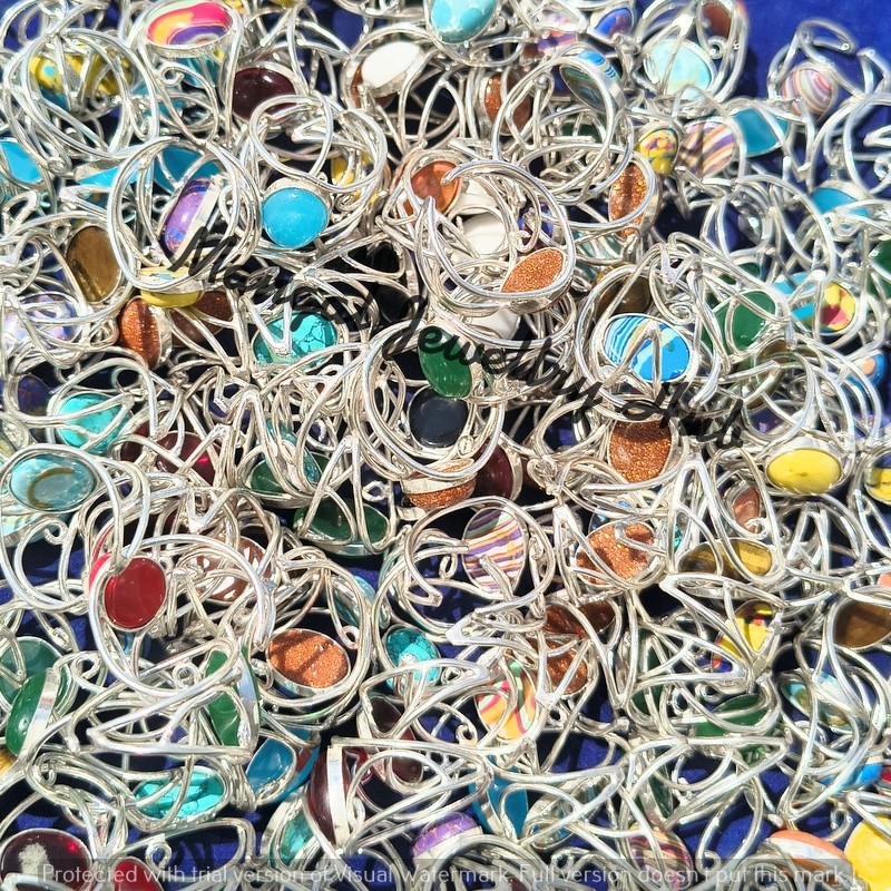 Trendy Chalcedony & Mix Gemstone Rings 925 Sterling Silver Plated Jewellery Lot