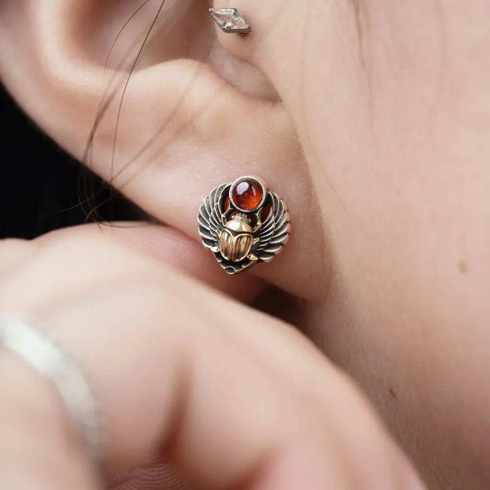 Scarab Stud Earrings. Egyptian Jewelry. Gifts for Men Women