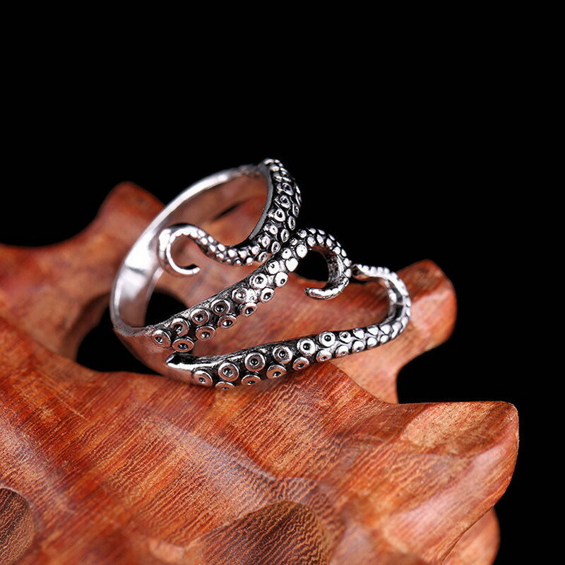 Ancient Silver Punk Octopus Adjustable Opening Fashion Ring Women Ring Jewelry