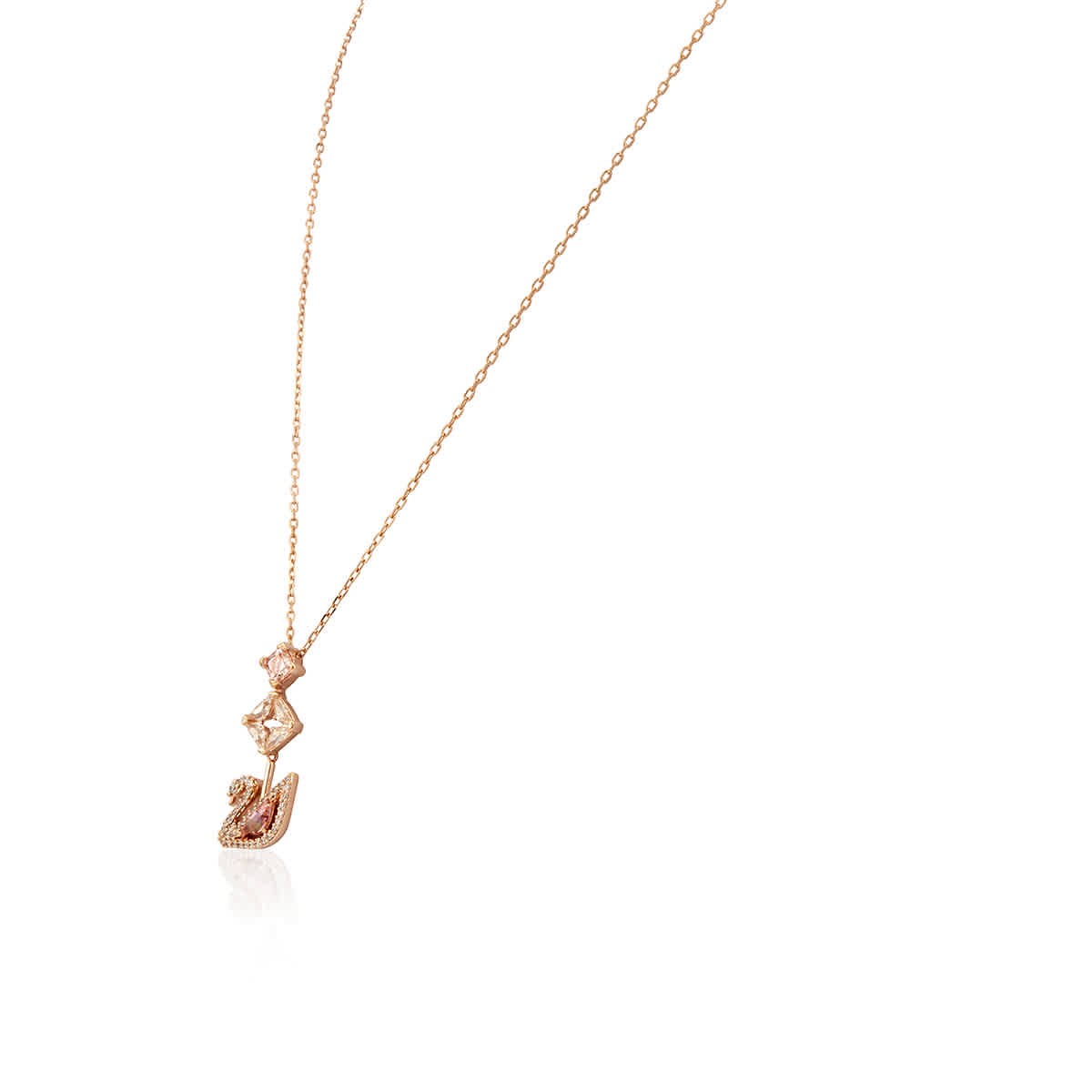 Swarovski Dazzling Swan Y Necklace, Pink, Rose-gold Tone Plated