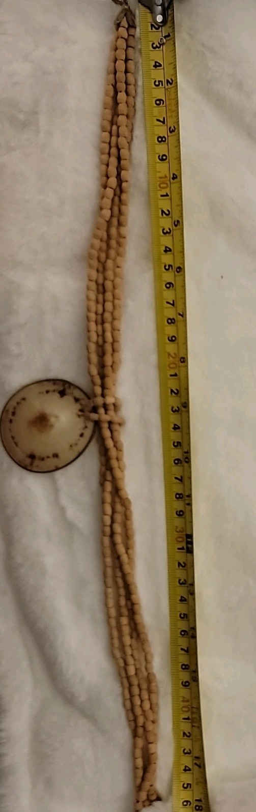 Multi-Strand Wood Bead Necklace Round Shell Charm Pendant Barrel 31-36in