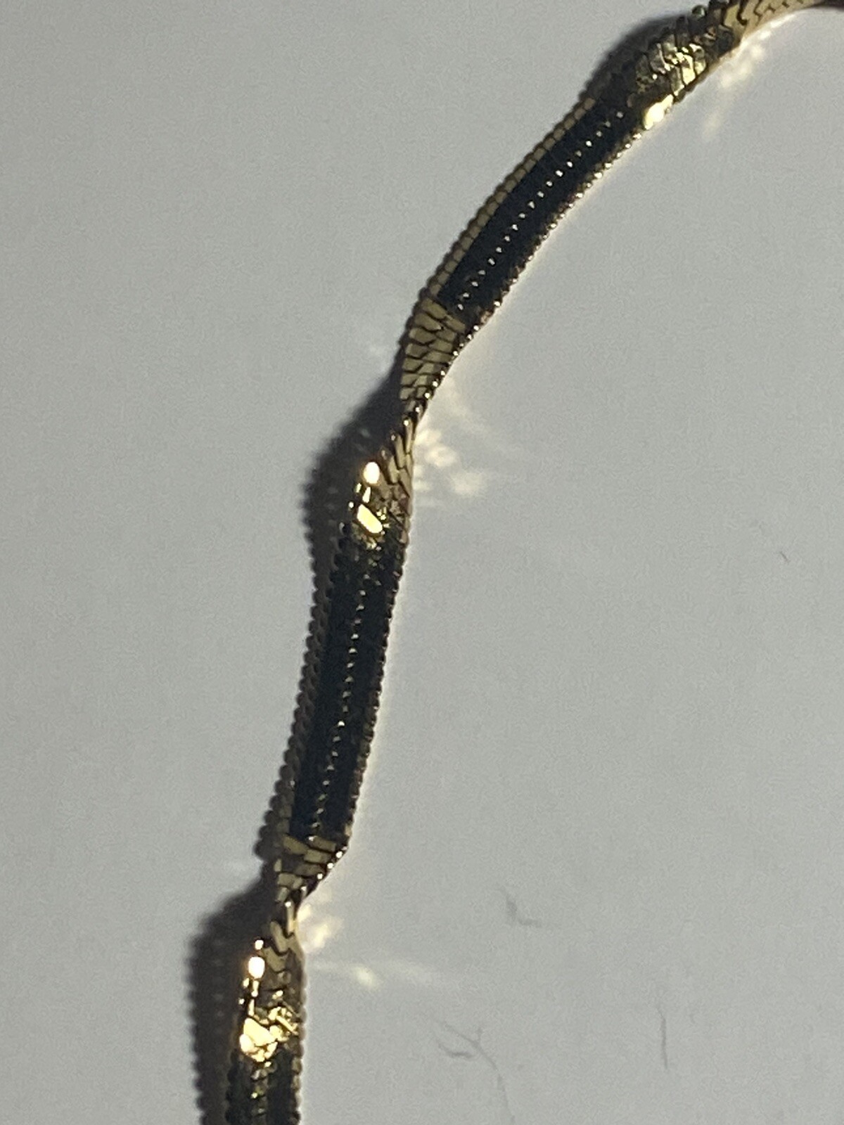 Gold Tone Twisted Herringbone Chain Necklace 17” Adjustable Choker