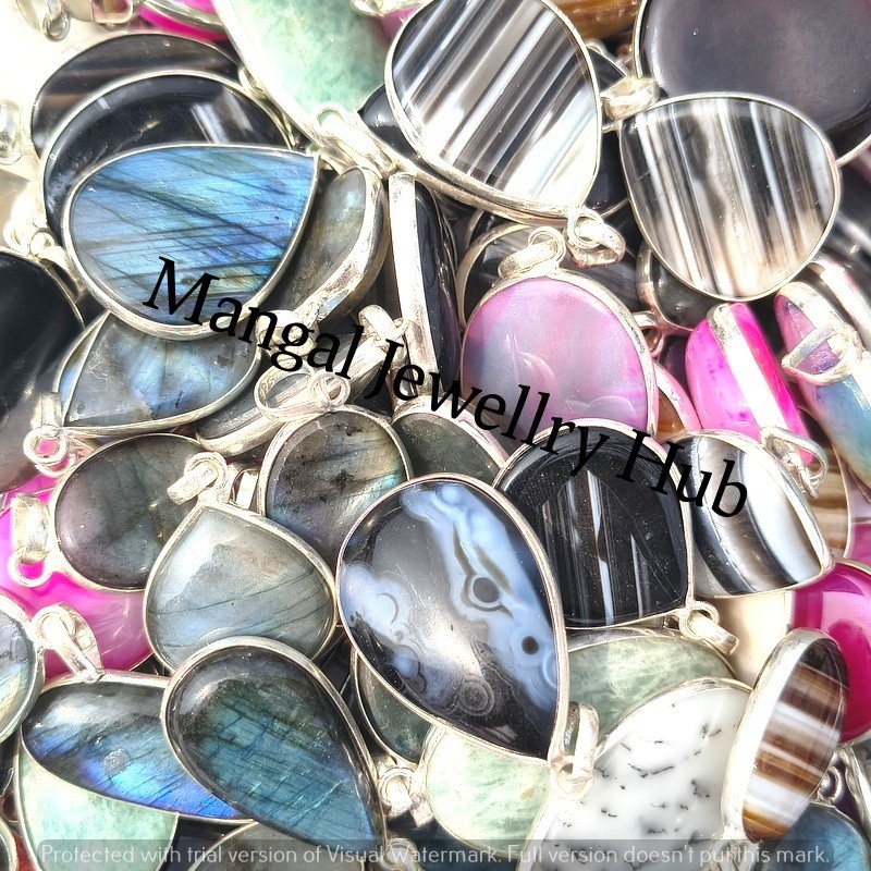 Opal & Mix Gemstone 925 Sterling Silver Plated Pendants Wholesale Jewellery Lot