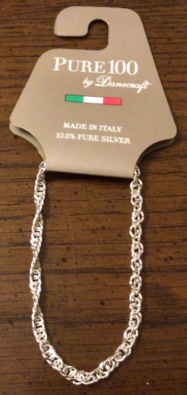 Pure 100 By Dancraft Silver Chain Bracelet. NWT. 8 inch