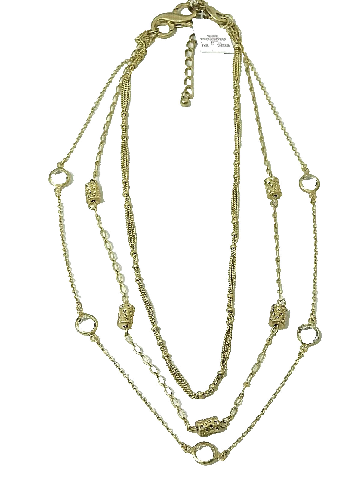 Set of 3 Detachable Necklace Crystal Barrel Station Gold Tone lia Sophia 2014
