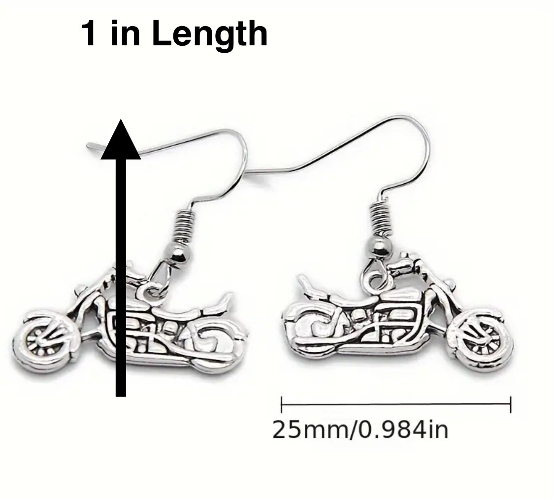 Motorcycles Earrings Fashion* Silvertone Unisex Bike