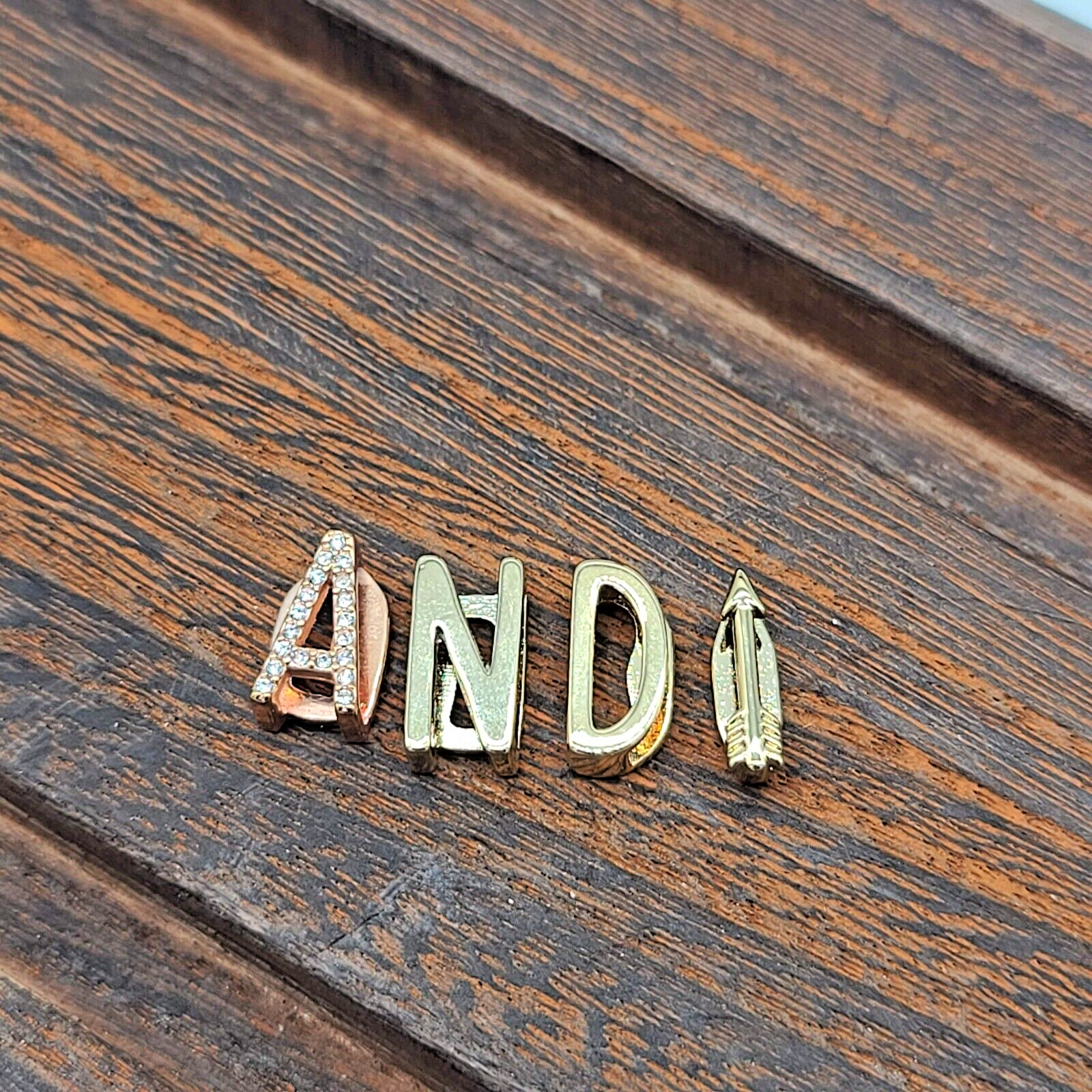 KEEP Collective Rose Gold “Pave A”, Gold “N”, “D” & “Arrow” Time Key Charm Set