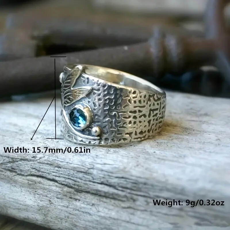 Unique 925 Sterling Silver Blue Topaz Dragonfly Wedding Engagement Ring Size 9.5
