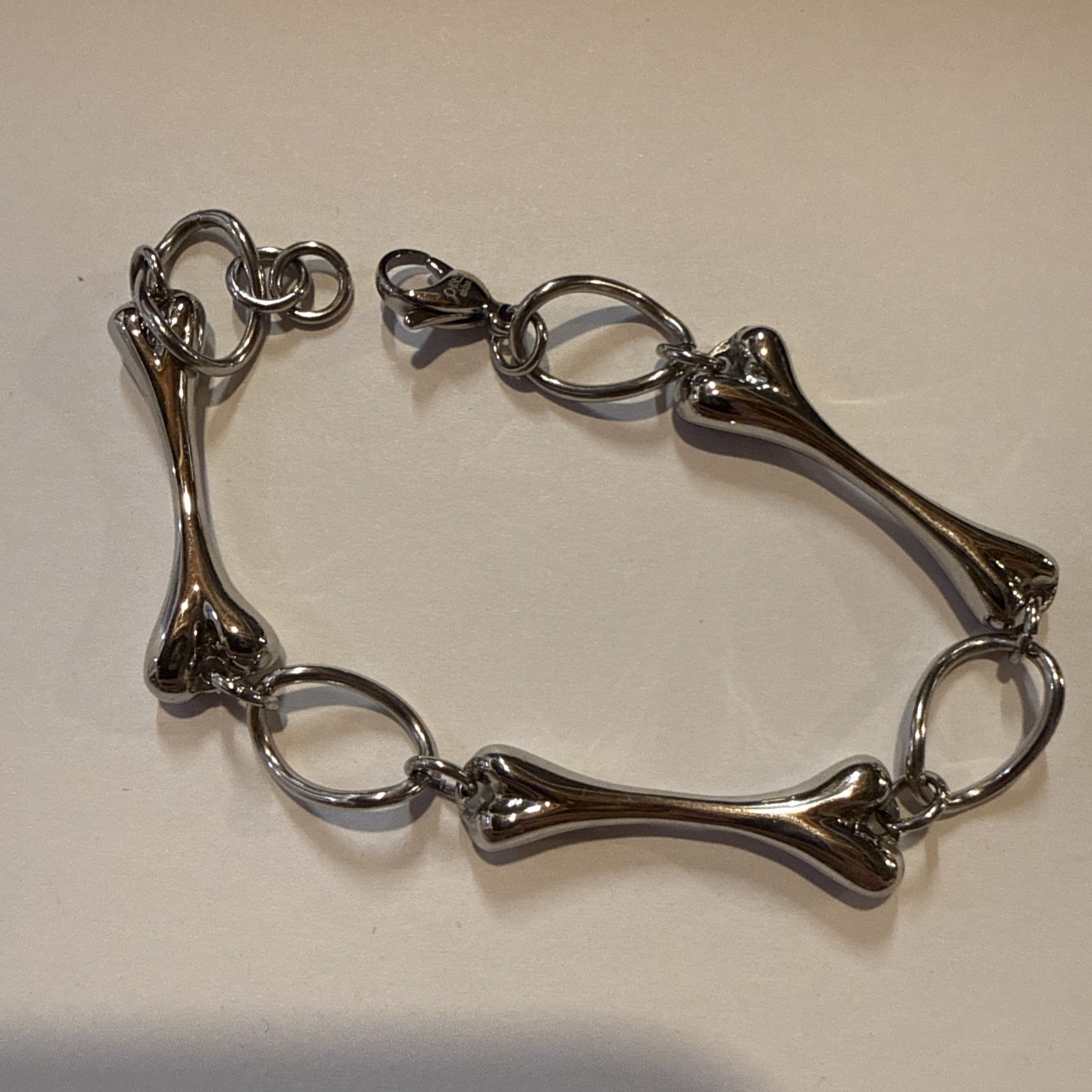 Chisel Brand Stainless Steel Bone Design Bracelet With Box.