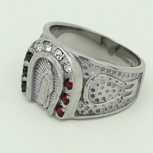 DG Men’s Stainless Steel Silver VIRGIN MARY CZ Stone Rings 8 9 10 11 12 13 Box