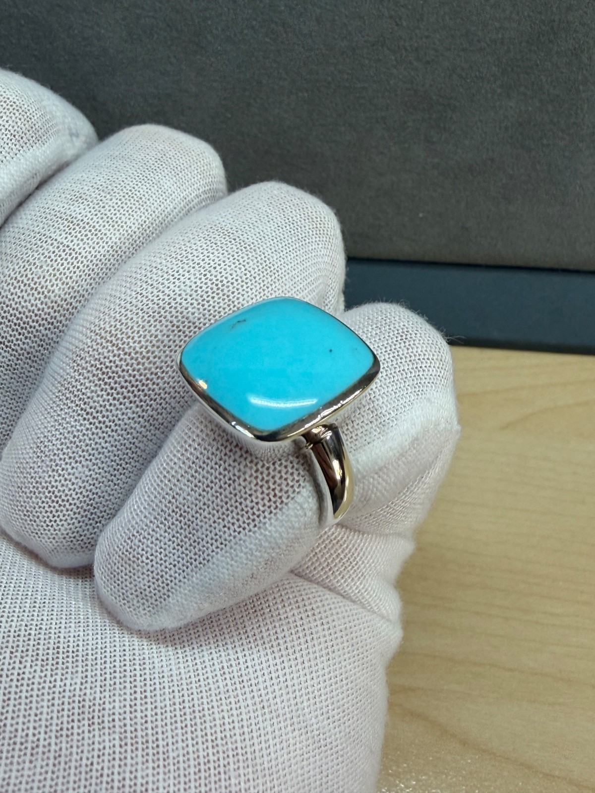 VTG SX 925 Sally C Treasures Sterling Silver Robin Egg Blue Turquoise Ring Sz 7