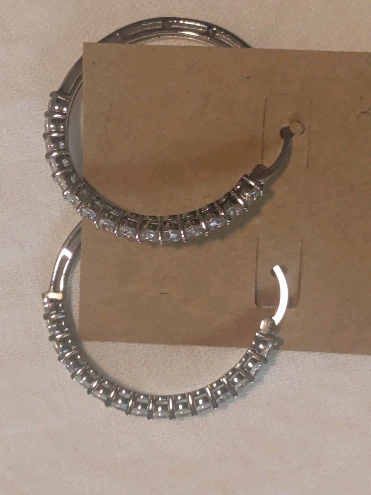 JCM 925 Sterling Silver CZ Channel Set Hoop Earrings Cubic Zirconia Sparkle