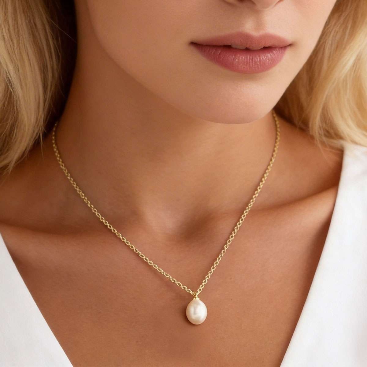 4 style Women Gold Plated Freshwater Pearl Beaded Chain Necklace 17.7in w/Box