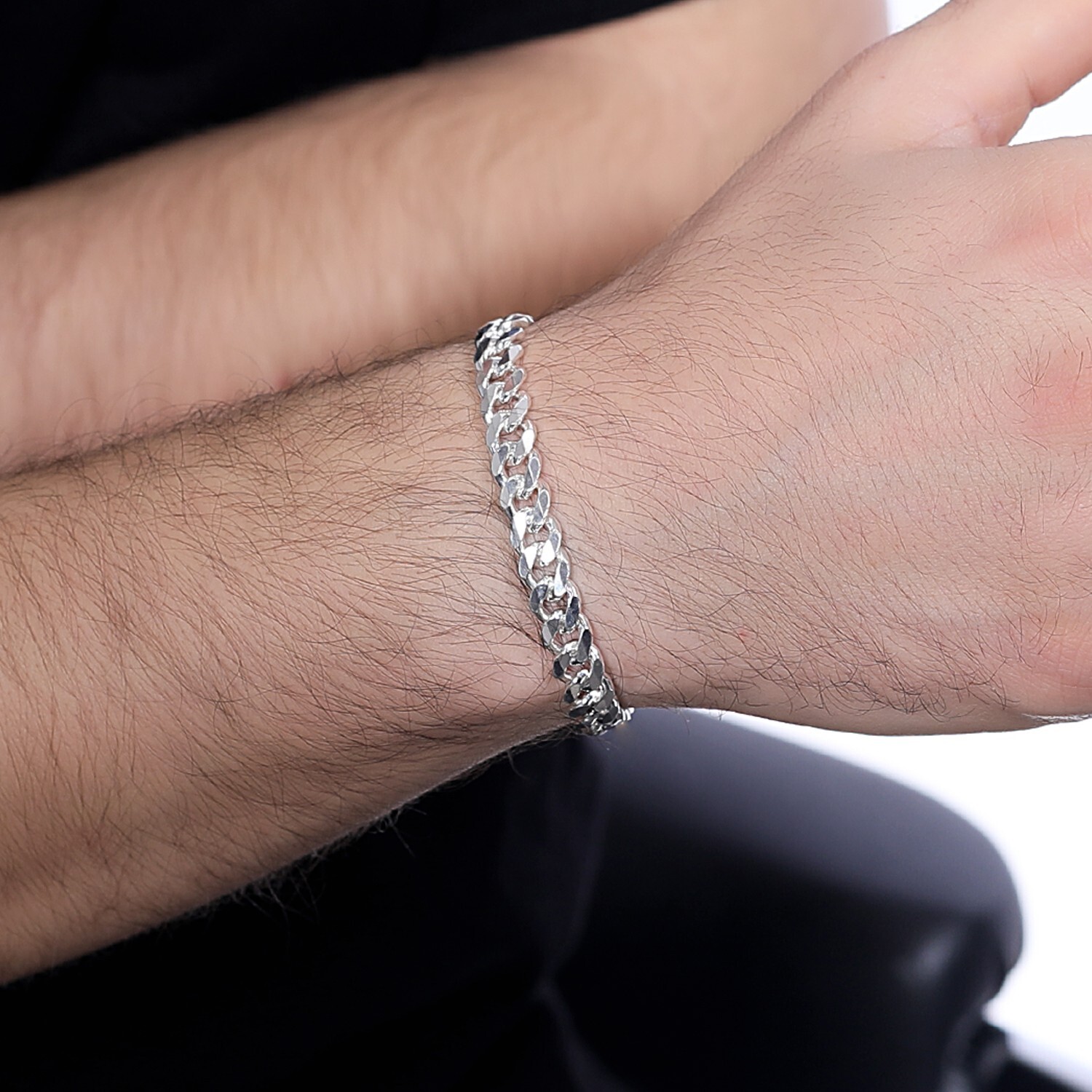 Solid Silver 925 Sterling 6′-8.5’inc Color Various Gurmet Chain Bracelet