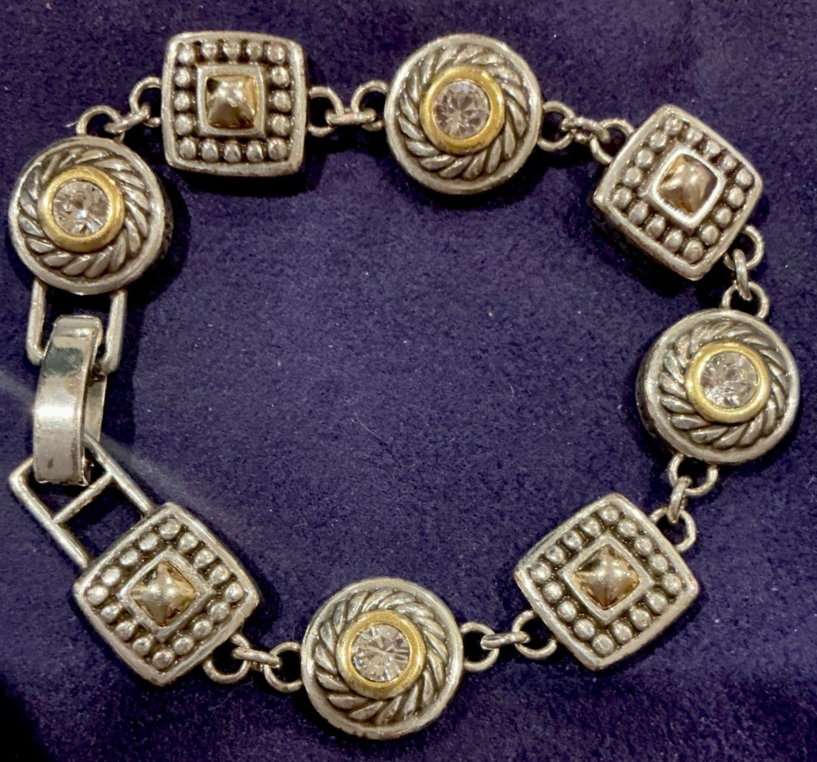 Brighton Heiress Two-Tone Fold Over Crystal Bracelet-Pre-owned