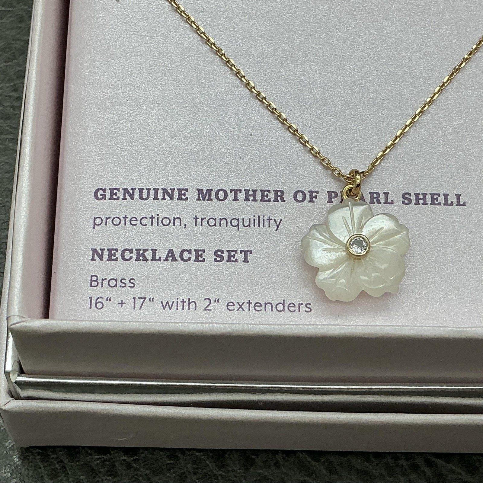 Luna Norte Necklace Gold Tone Mother Of Pearl Flower Layered Set 16 17 In