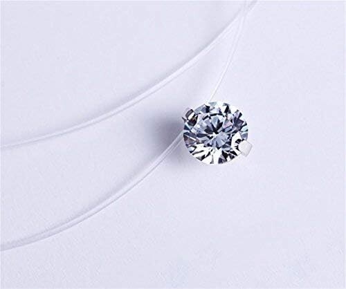 Solitaire Cubic Zirconia Pendant Shiny Silver Transparent Necklace *USA*