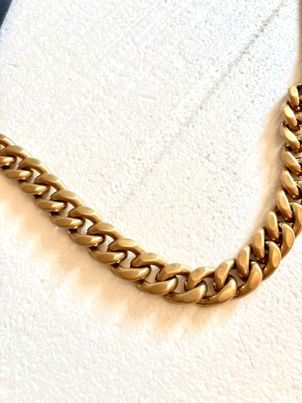 MIU MIU Gold Metal Chain & Calfskin Leather Necklace Made in Italy $1,250 EUC