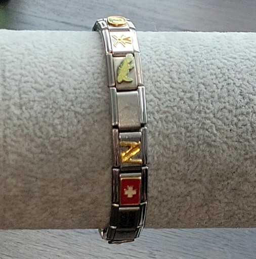 Persona Links Casa D’Oro Italy Stainless Steel Link Stretch Charm Bracelet Italy