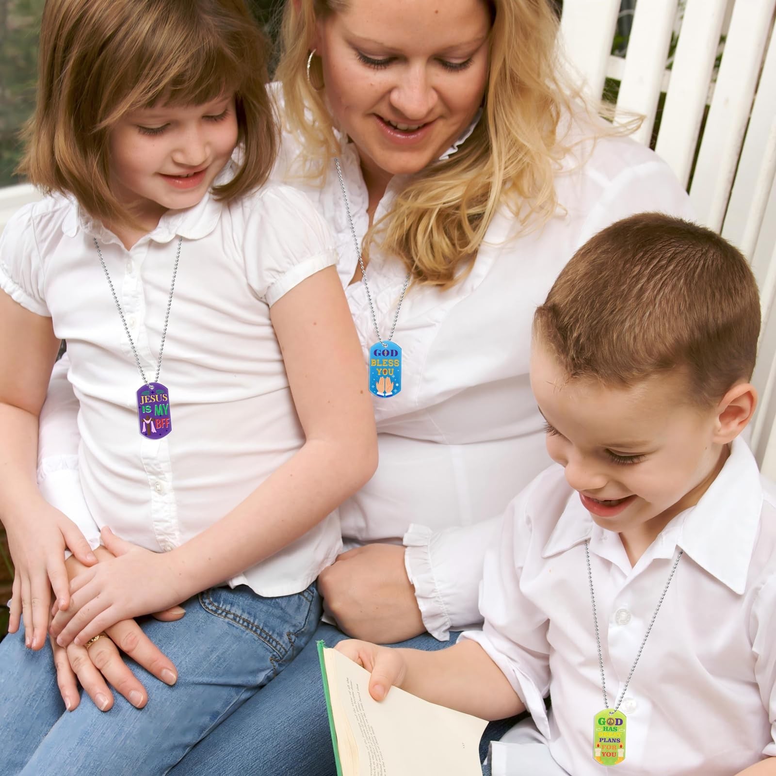 32PCS Religious Dog Tag Chains with Bible Verses – Inspirational Party Favors &