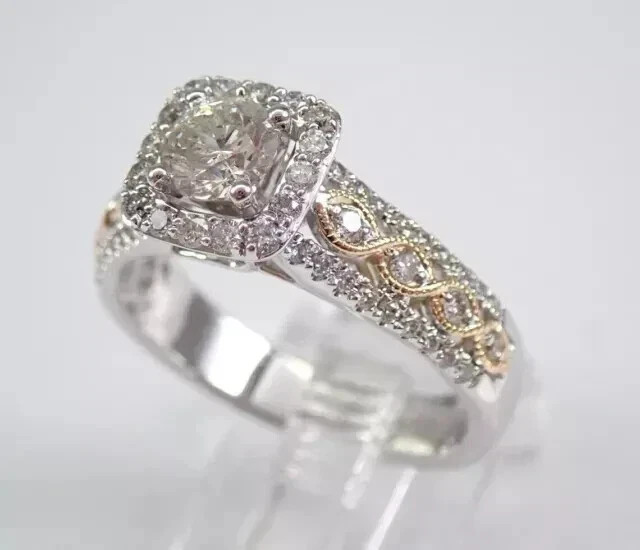 2.50Ct Round Cut Moissanite Women’s Halo Engagement Ring 14K White Gold Plated