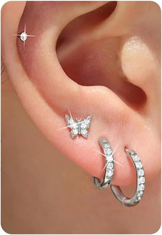 Surgical Steel Hypoallergenic Earrings for Women, Flat Back 316L Stainless Steel