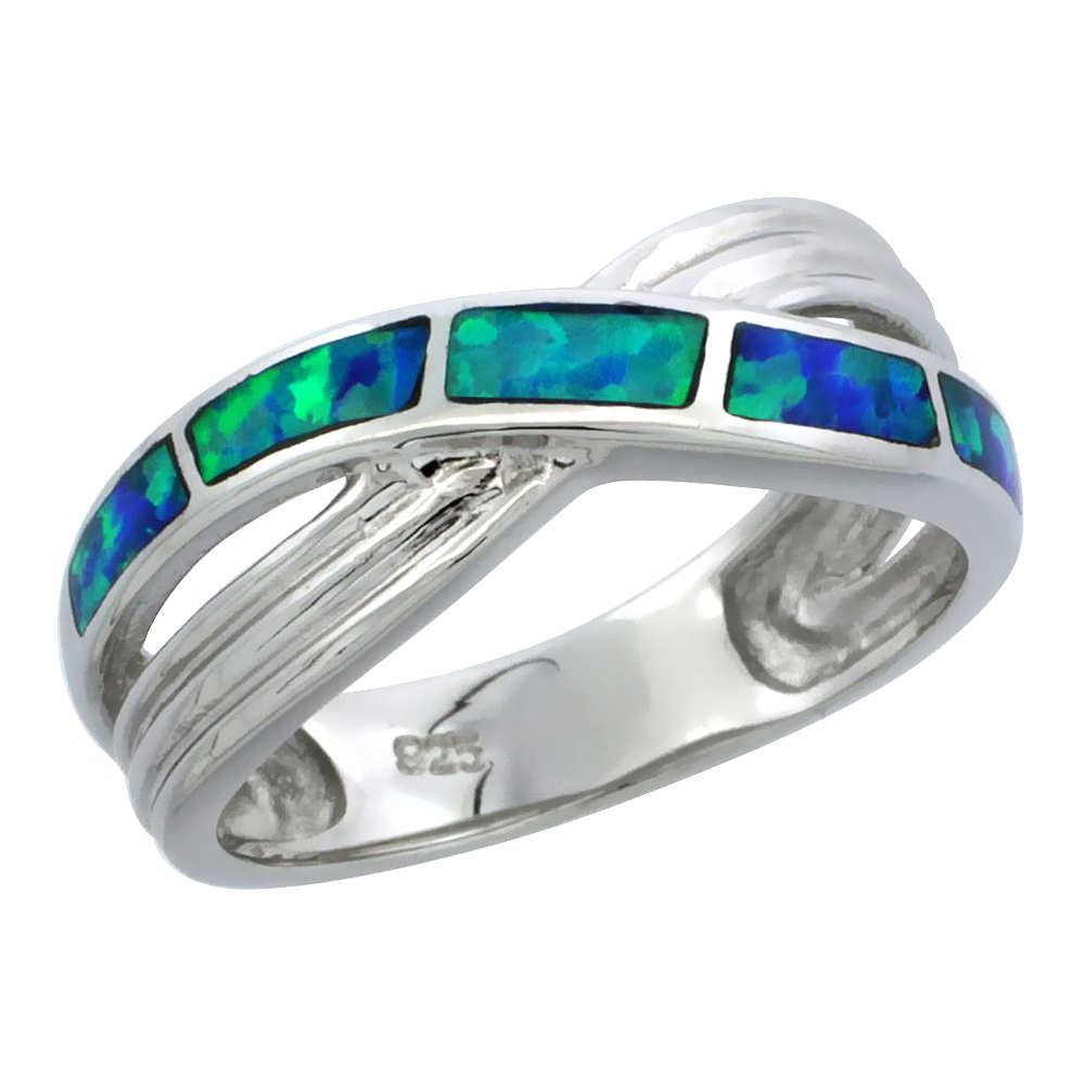 Sterling Silver Opal Crisscross Ring