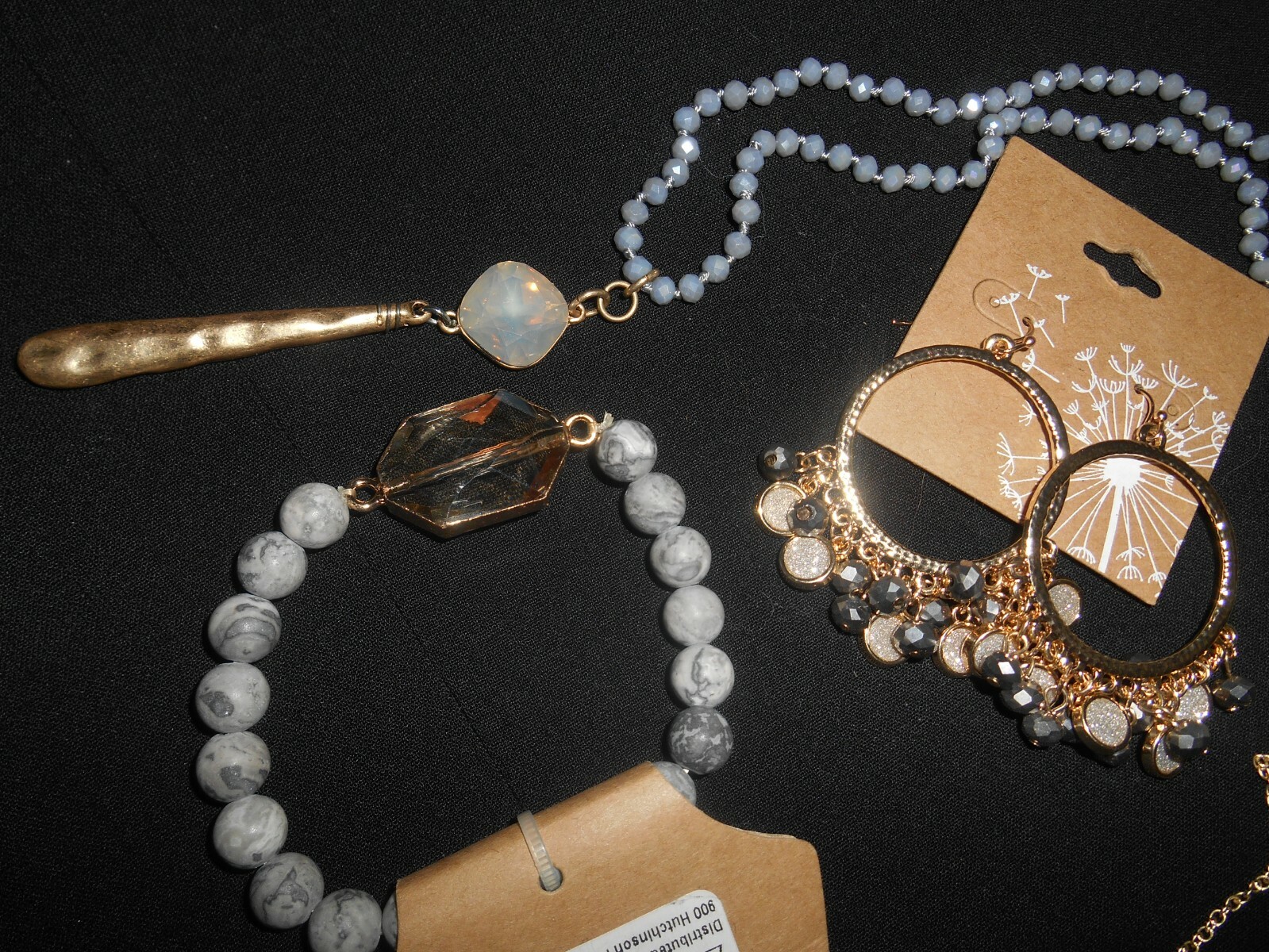 New JEWELRY Lot HOOP Dangle EARRINGS + Long NECKLACE + Bead BRACELET