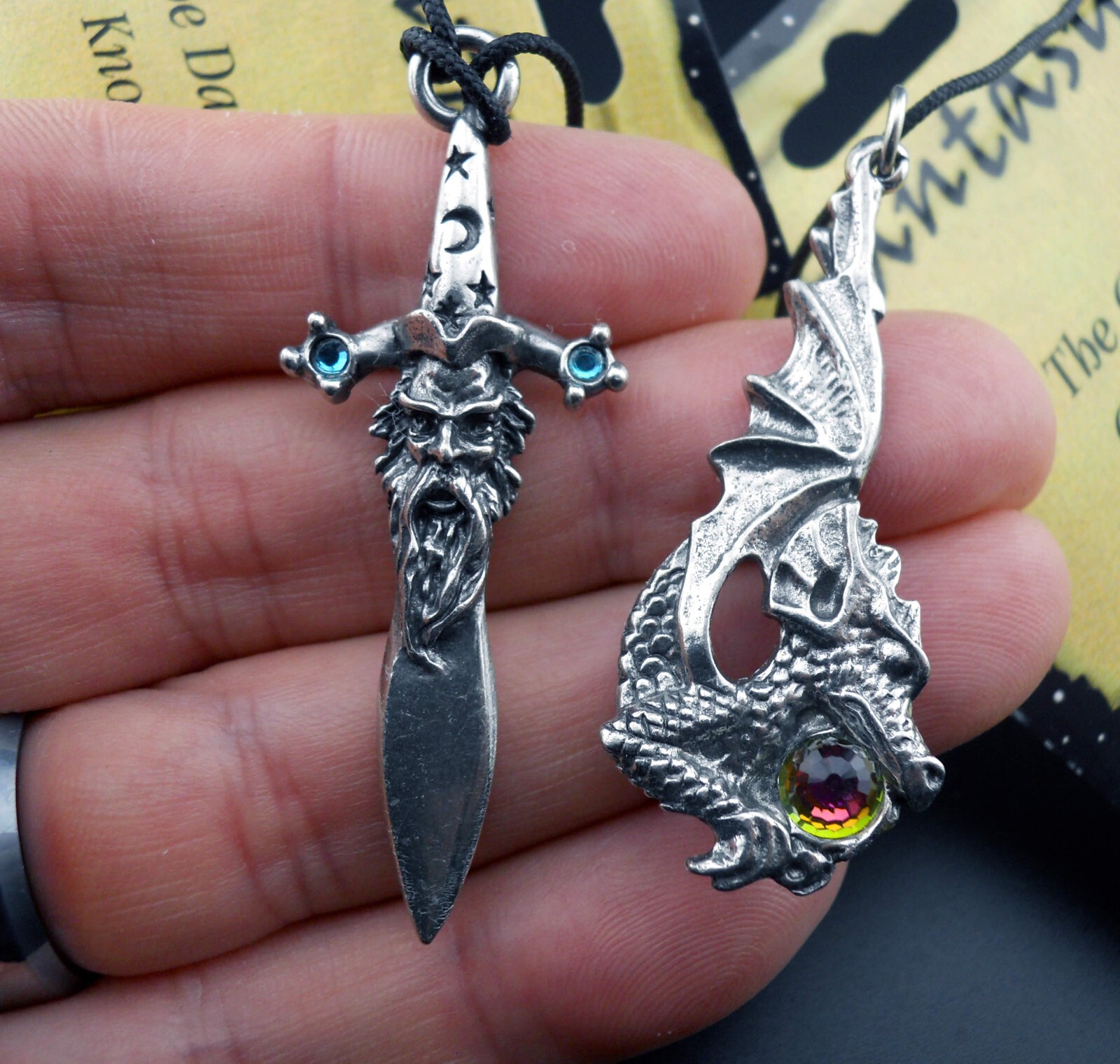 Wizard Necklace Dragons Pendant Original NEW/Old Dragon Axe Sword 5 pc Medieval