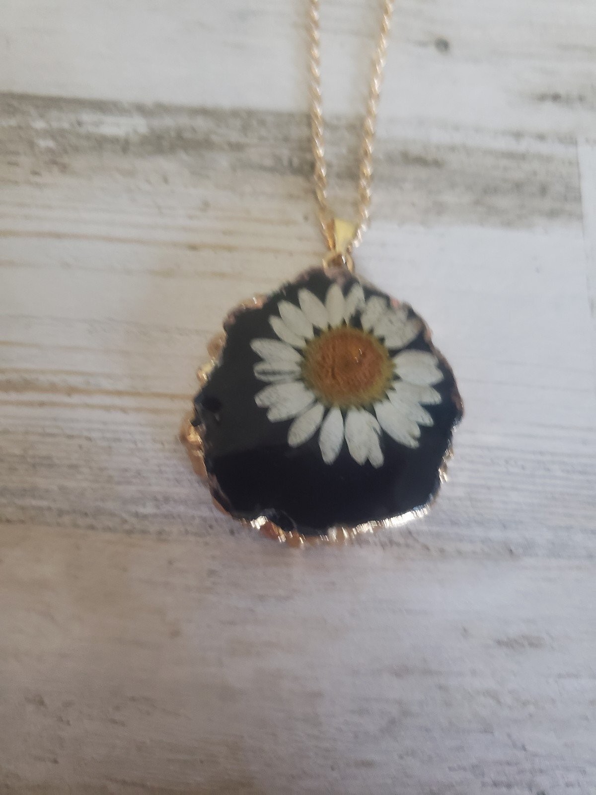 Daisy necklace flower black goth jewelry gothic pretty cute gift love nature