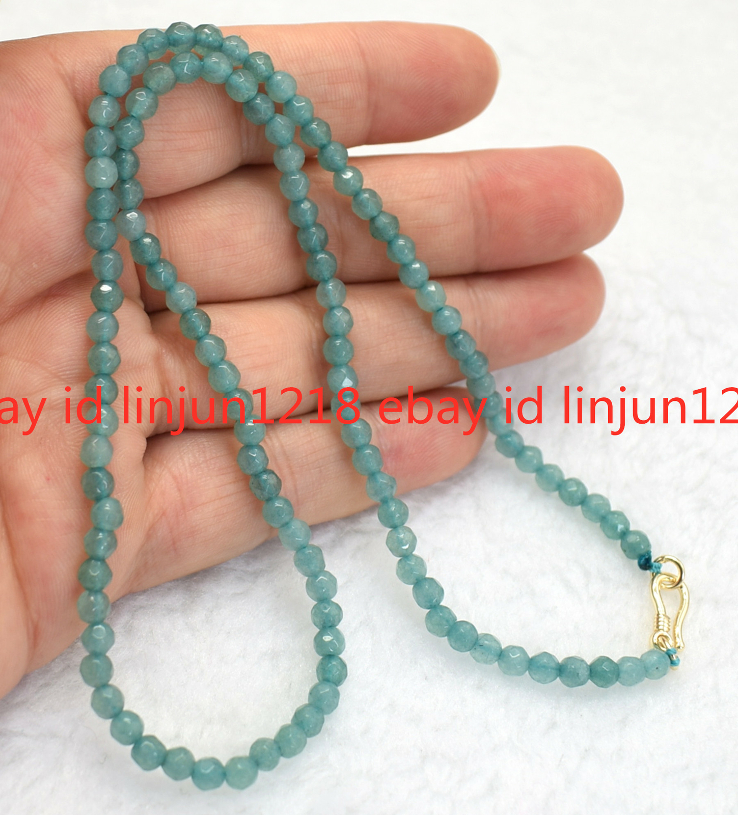 New 4mm Faceted Gray Blue Aquamarine Gemstone Bead Necklace 18”