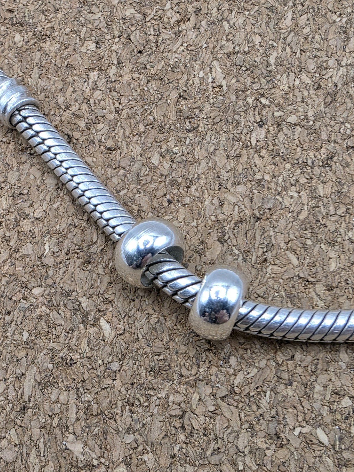 2 Smooth Silver Spacer European Charm Beads Lot