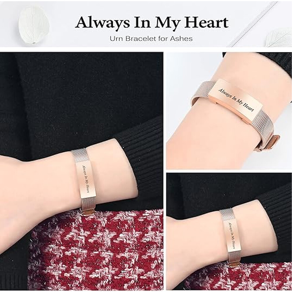 Adjustable Cremation Jewelry Urn Bracelet for Ashes Personalized Memorial Bangle