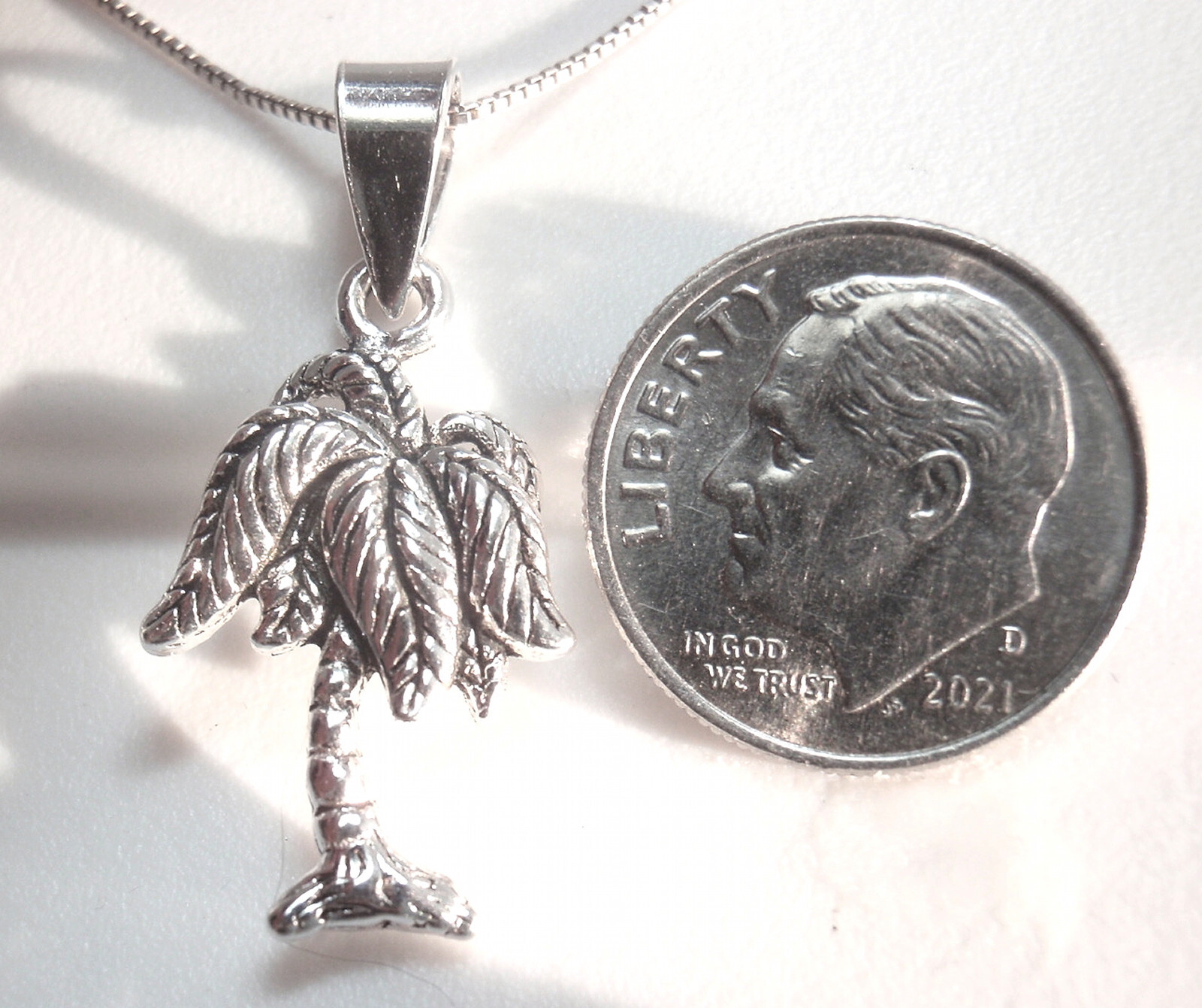 Palm Tree 925 Sterling Silver Necklace beach sea sand ocean sailing