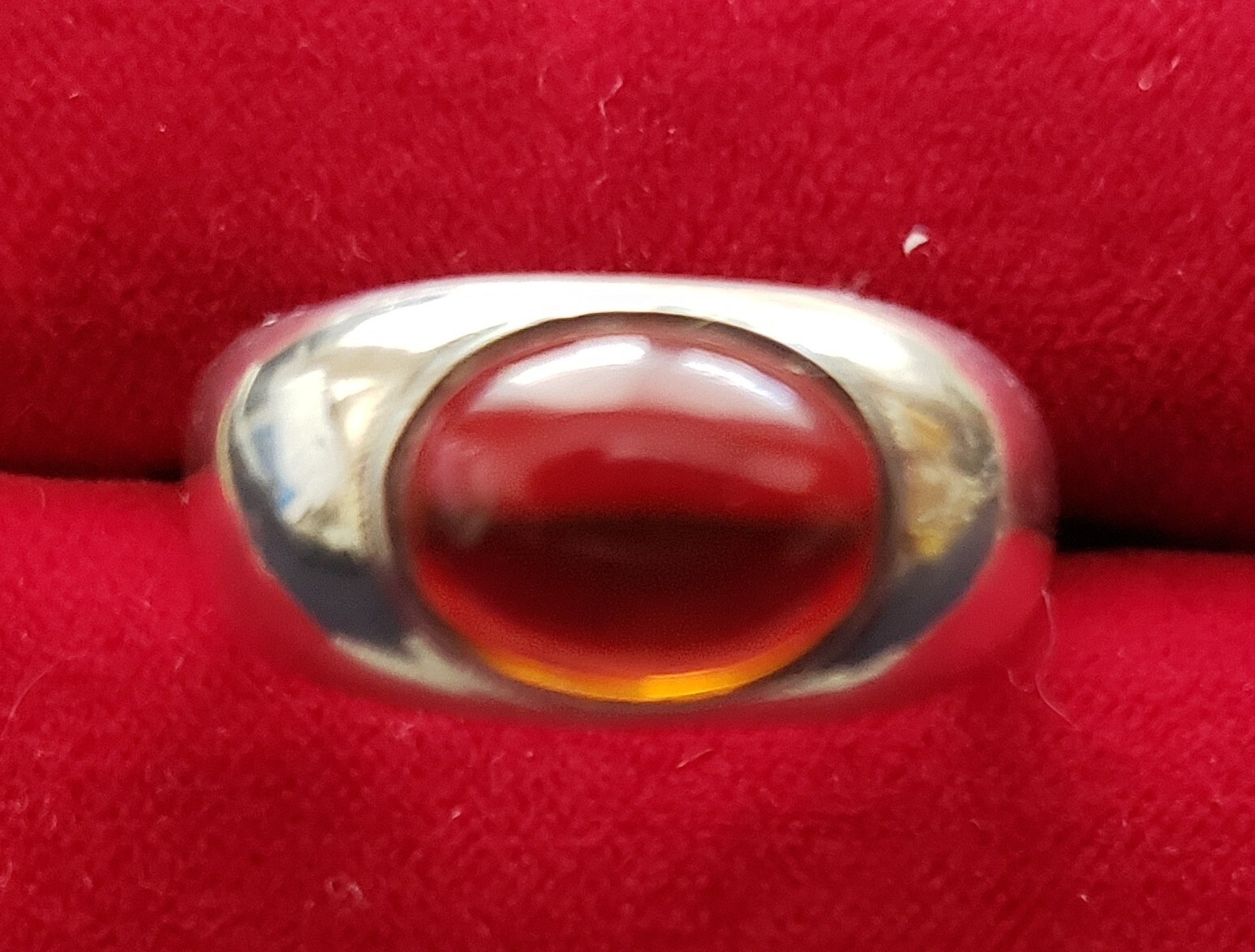 Vintage Unisex Ring Sterling Silver .925 Amber 4 Grams Size 8 1/2