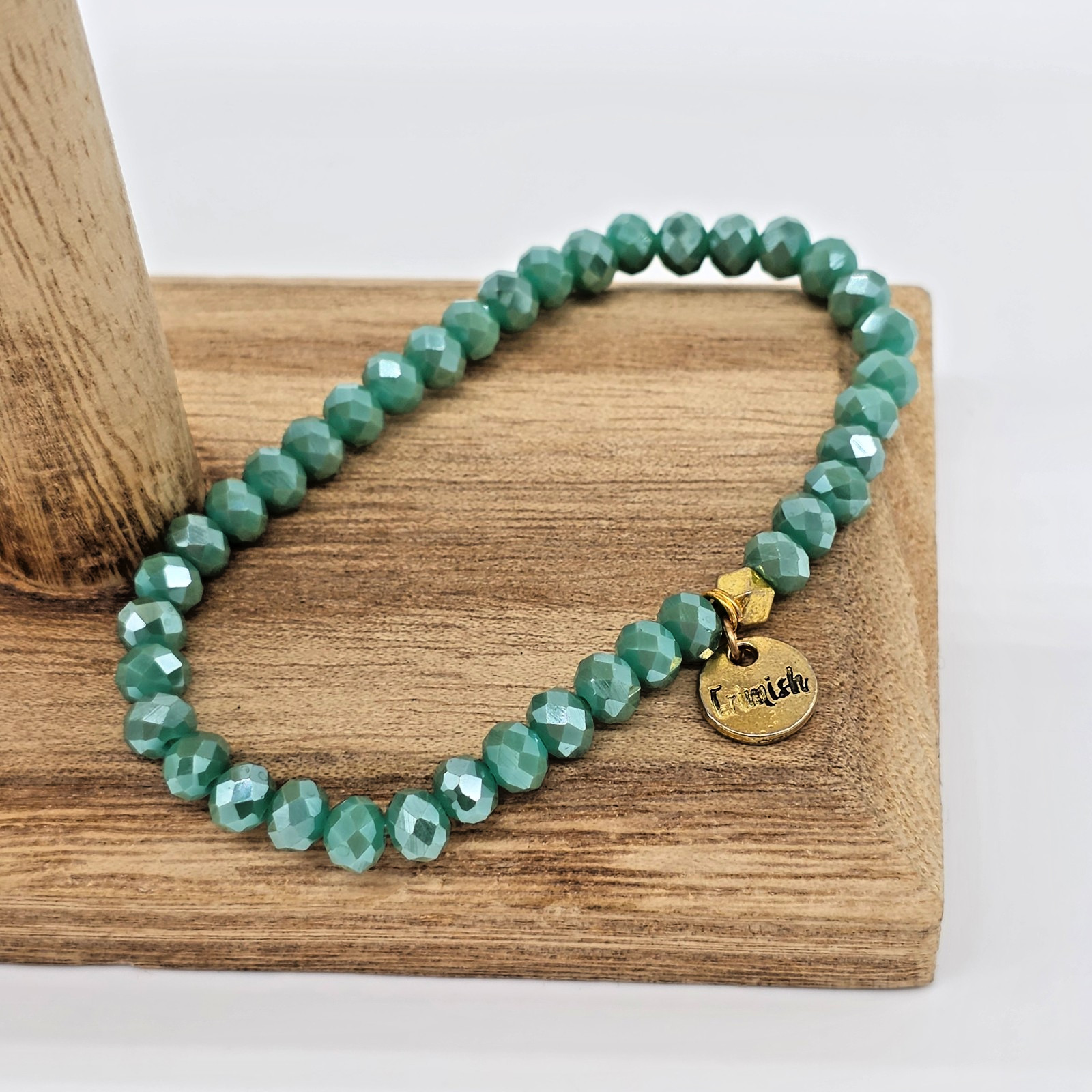 Erimish Aquamarine Green Crystal Stretch Bracelet Reflective Shine
