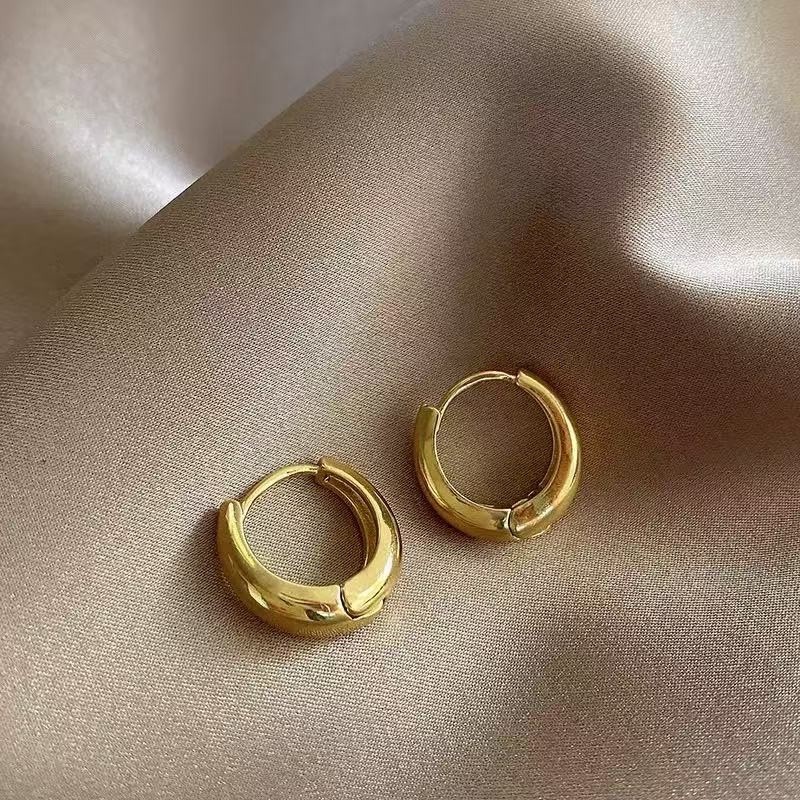 11mm 18K Gold Plated Chunky Huggie Hoop Earrings Small Thick Hoop Earrings 151