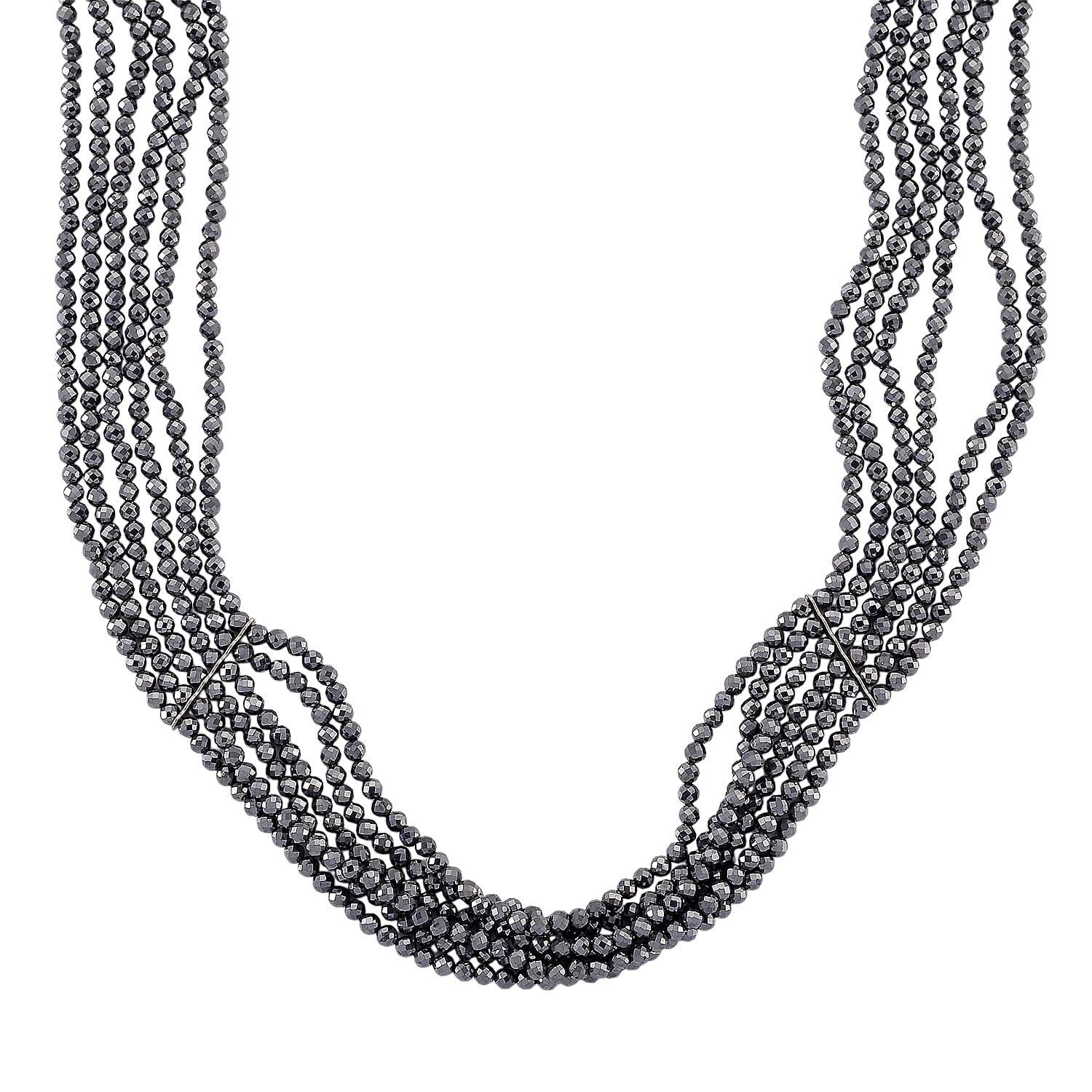 Terahertz 150.00 ctw Multi Row Necklace in Silvertone Stainless Steel 16-20 In