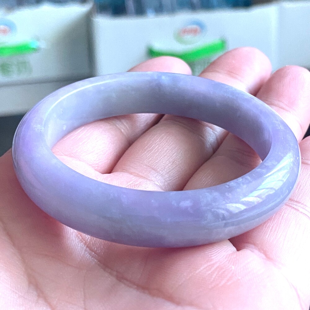 Certified Grade A Lavender 54-55mm Natural Burma Jade jadeite Bangle Bracelet