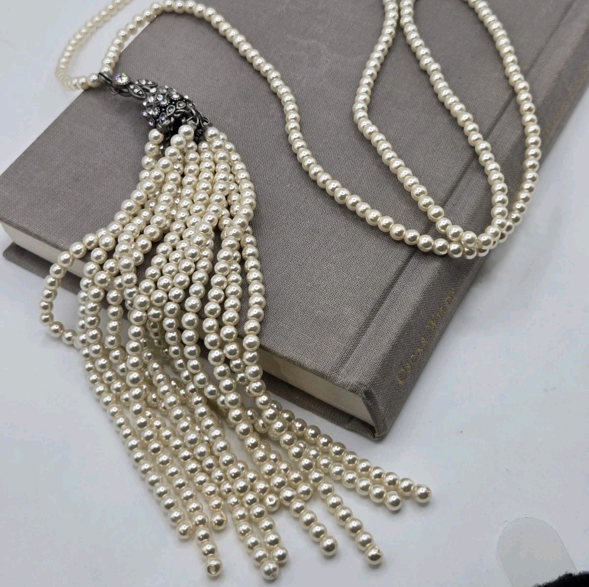 Vintage Long Tassel Pearl Necklace Art Deco Victorian Revival 32″ 20s Flapper