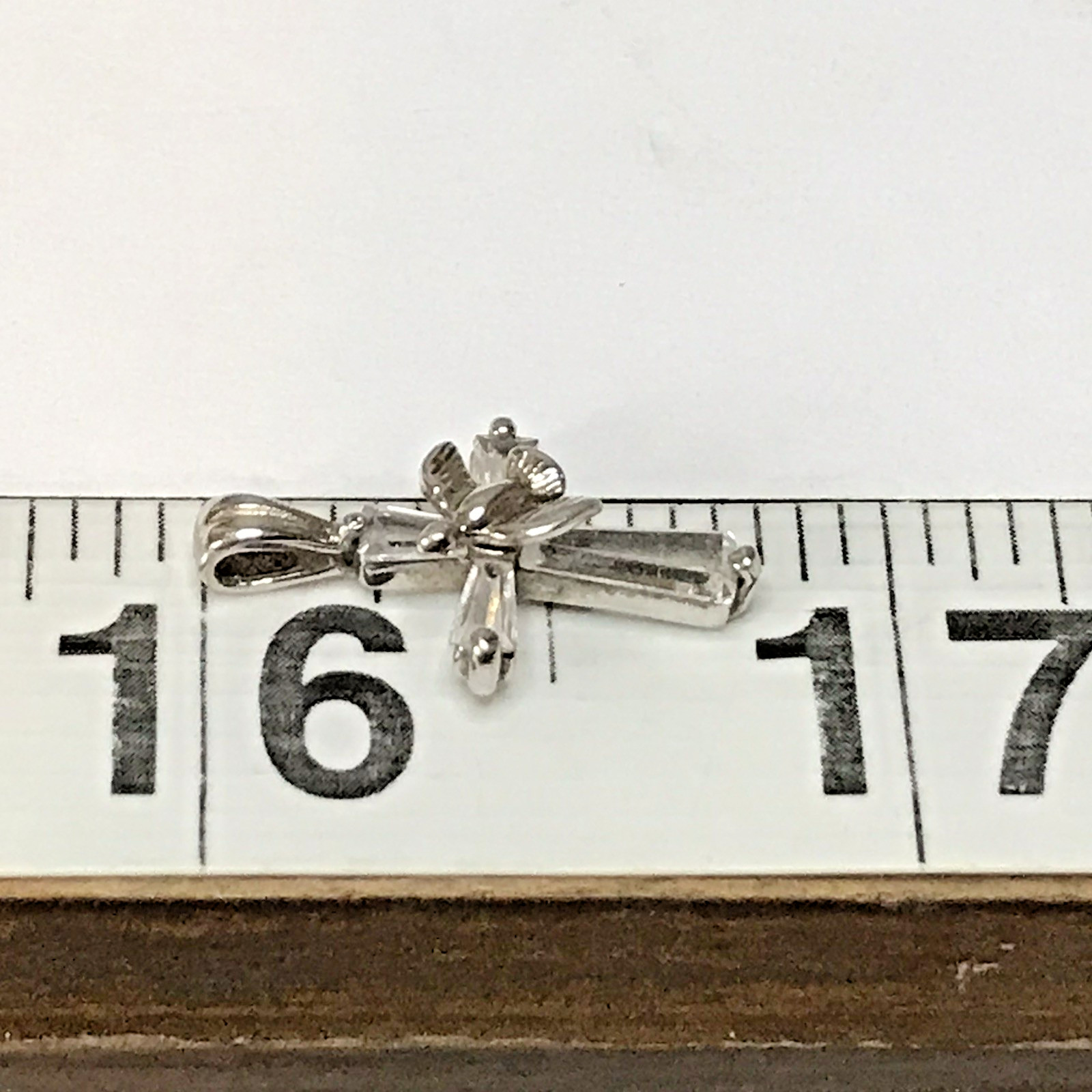 ATI Sterling Silver Peace Dove on Cross CZ Pendant .925 1.3g .75 Inch Length