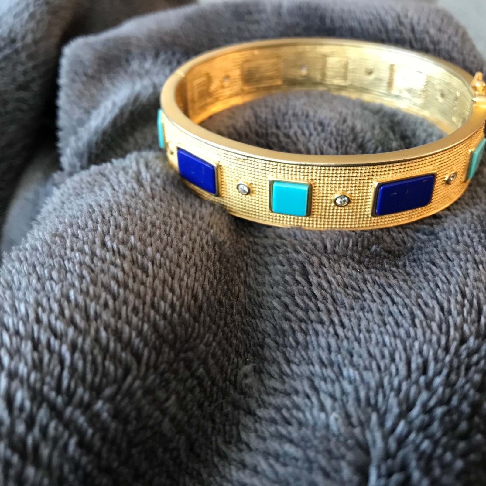Freida Rothman Brick set 925SS with square turquois, lapis and bezel clear cz