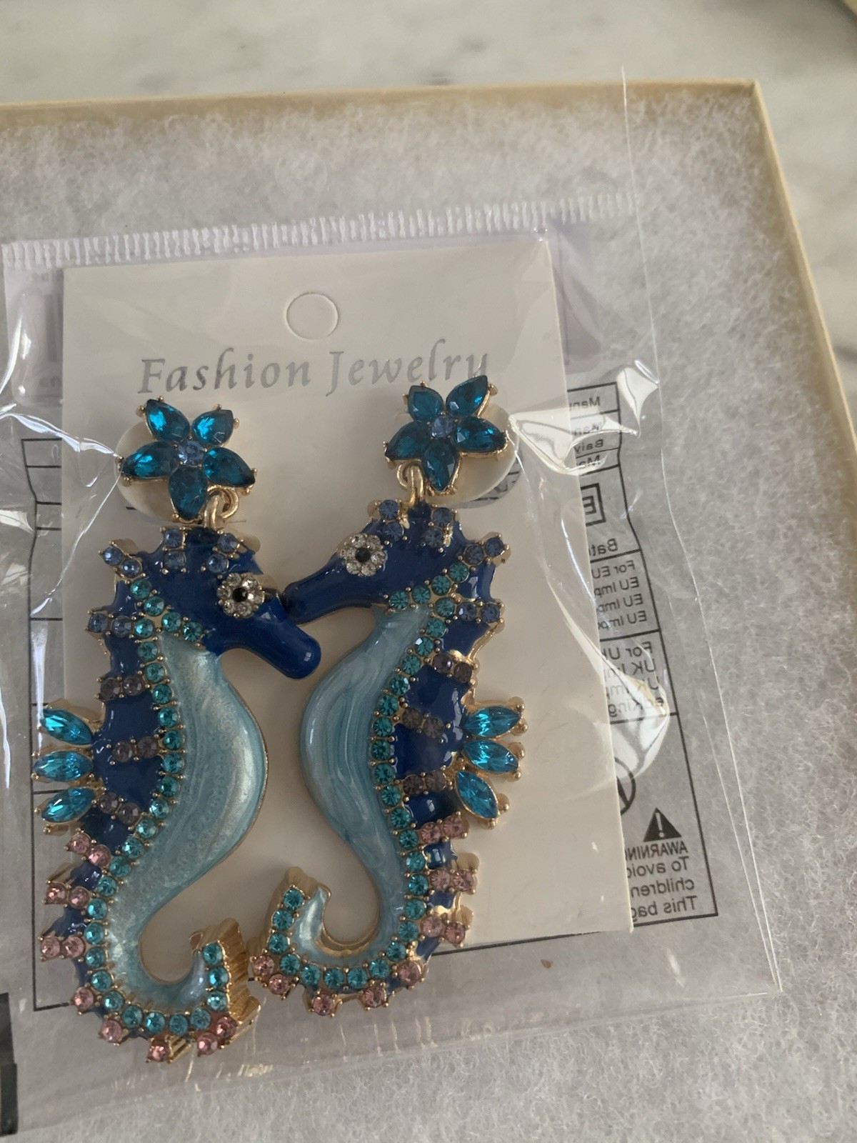 Elegant Seahorse Dangle Earrings Vintage Inspired Zinc alloy With Rhinestones