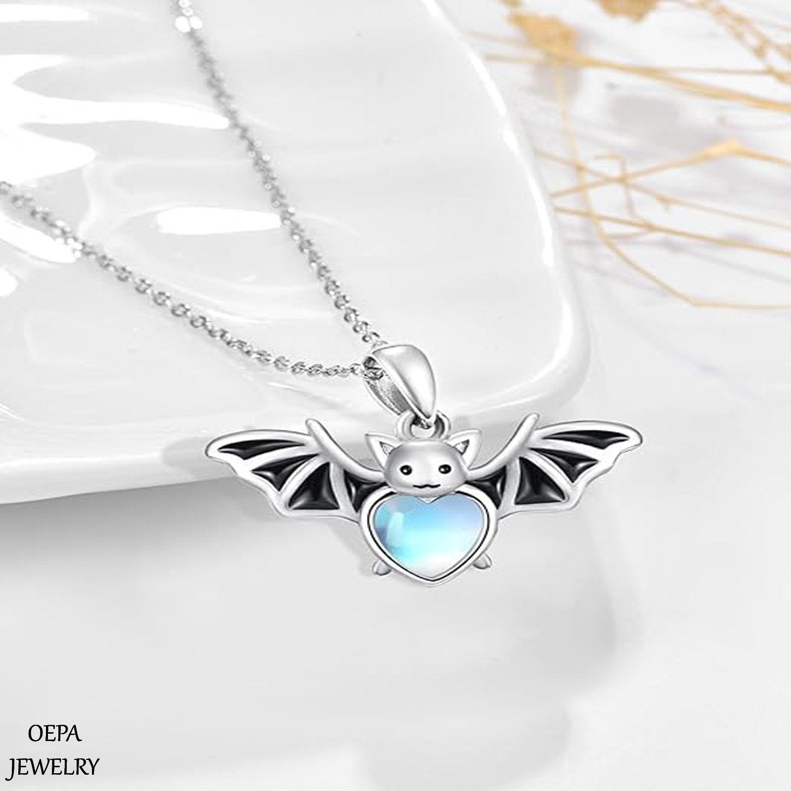 925 Sterling Silver Halloween Bat Necklace Bat Necklace for Women Pendant