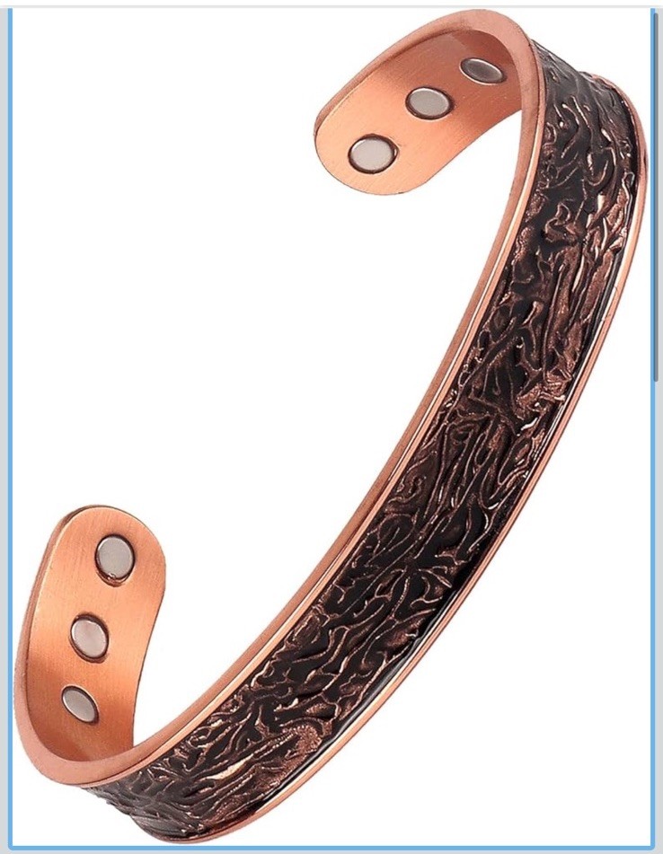 2pk – Solid Copper Magnetic Bracelet Ring Set Arthritis Men Women Cuff Ring Set