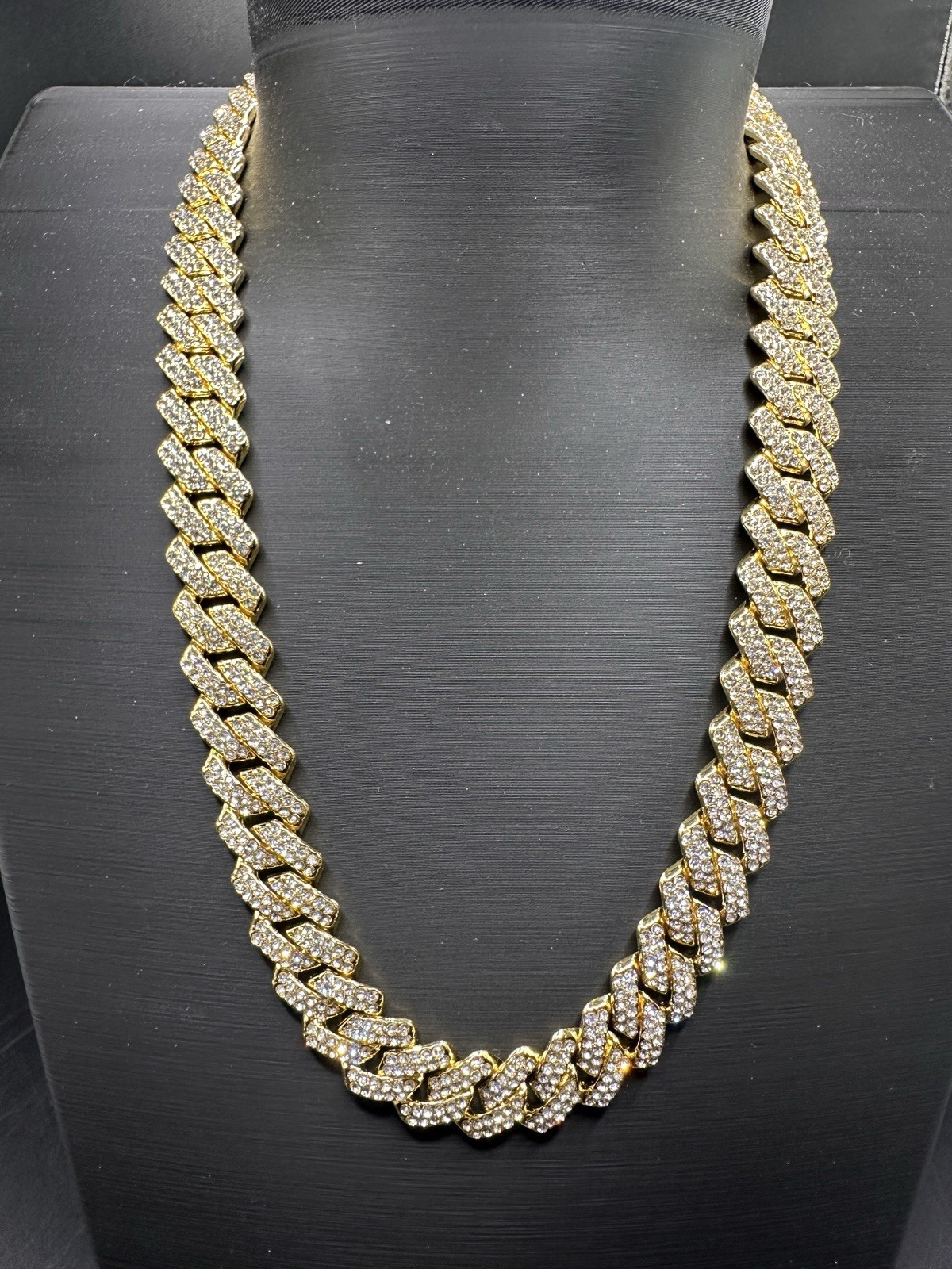 Hip Hop Iced Out Cuban Link Chain Gold Tone Necklace Or Bracelet