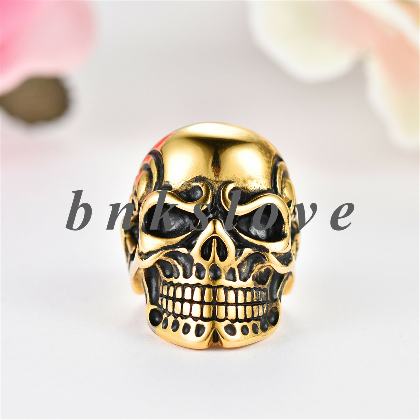 Mens Biker Punk Stainless Steel Vintage Gothic Skull Head Ring Band Size 7-14