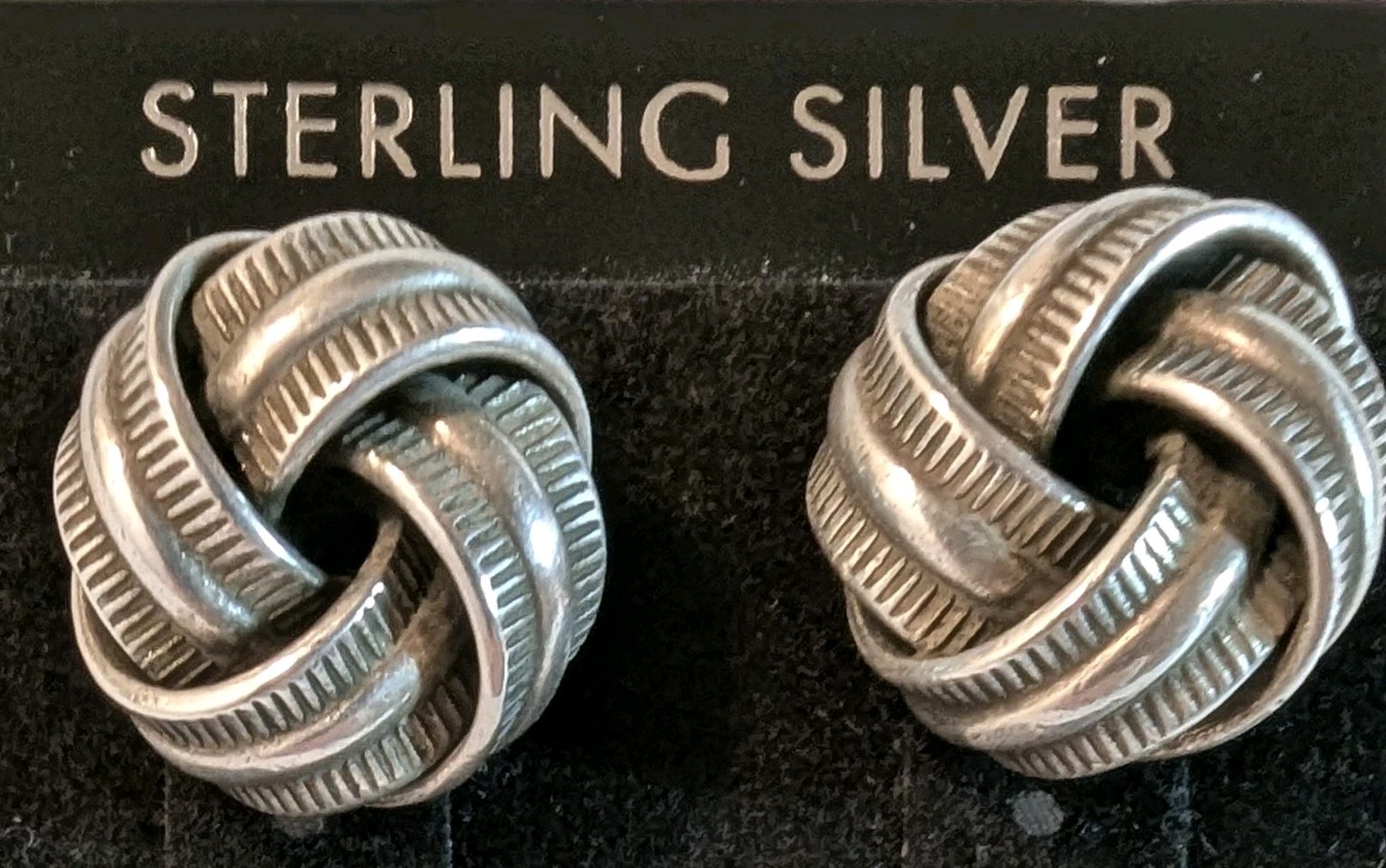 Chunky VINTAGE Sterling Silver Love Knot Stud Earrings, 0.45 oz total 925