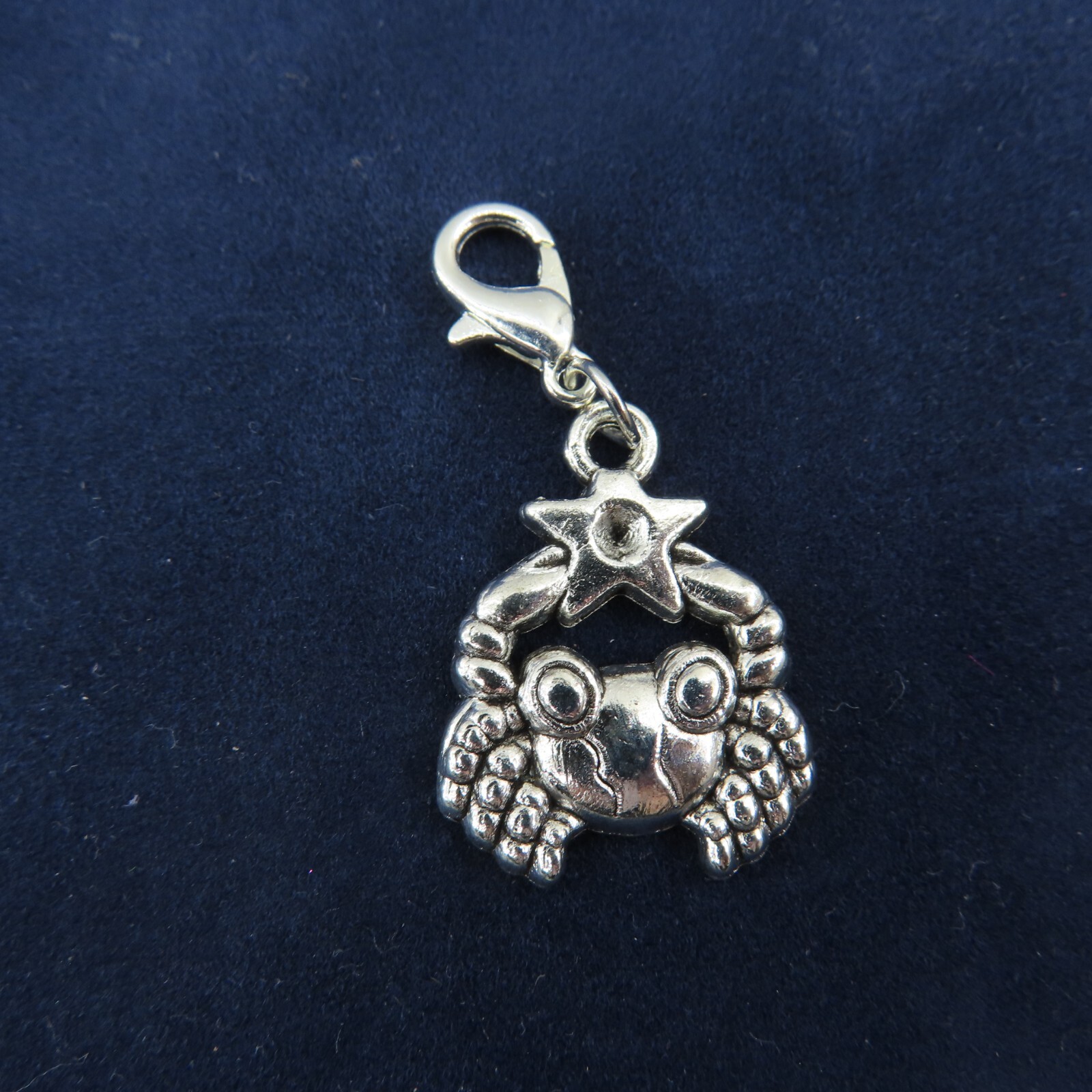 CANCER Charm Zipper Pull Add On Clip Dangle Silver Tone Zodiac Astrology Star