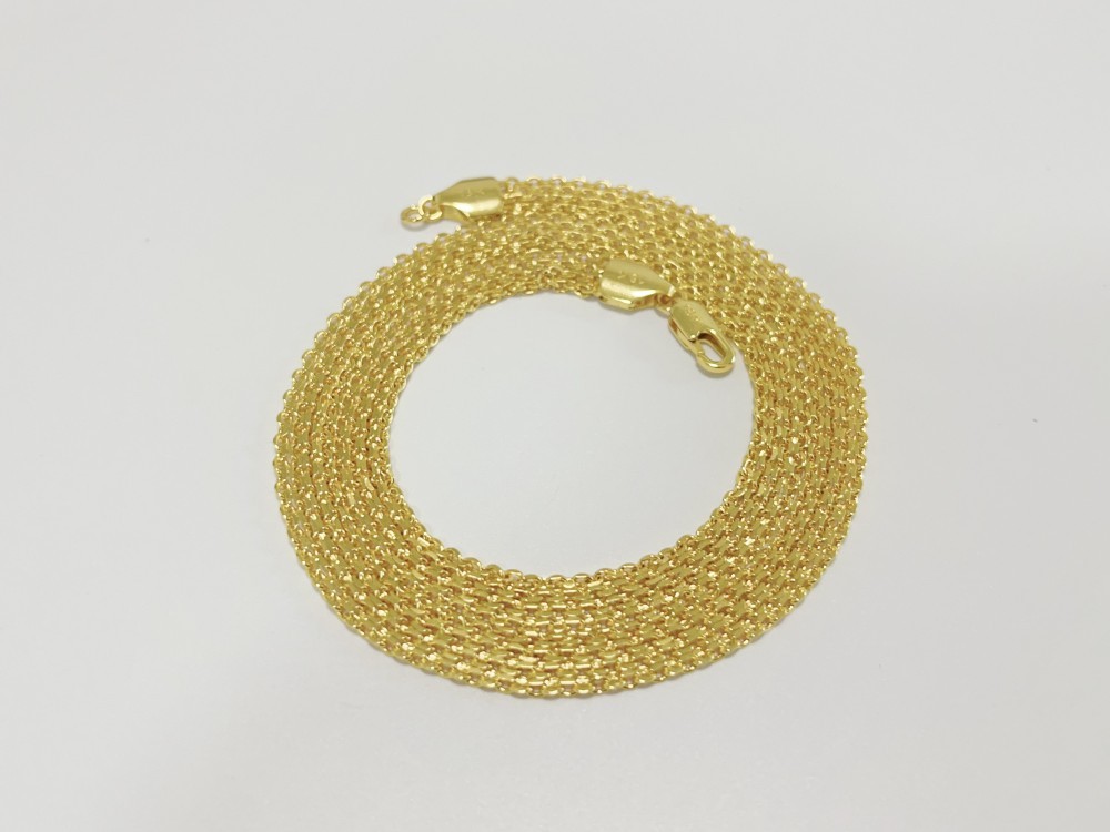Solid 18K Yellow Gold Vintage Multi Layer Wide Necklace Chain 8mm 24in men/women